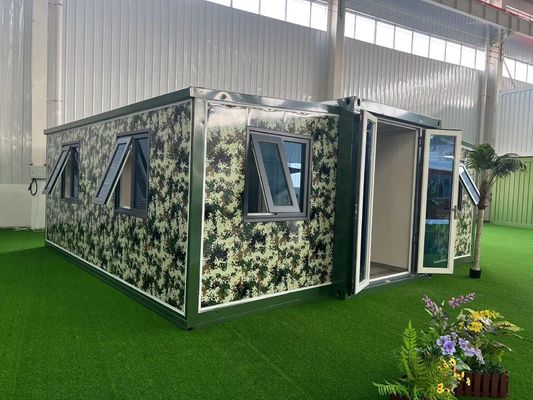 Casa de contenedores prefabricada con ventana de aluminio con sala plegable de doble ala y fácil expansión
