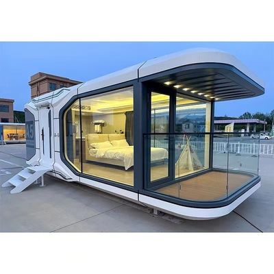 Casa de contenedores al aire libre con diseño de casa cápsula y pared de paneles de sándwich de lana de roca