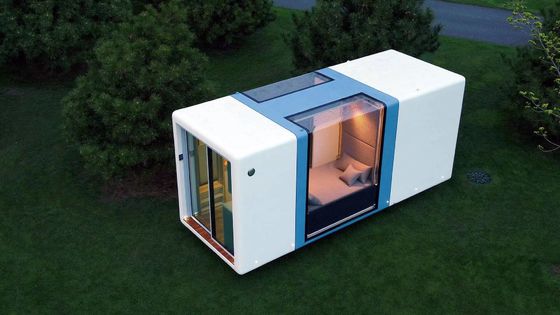 Casa de contenedores al aire libre con diseño de casa cápsula y pared de paneles de sándwich de lana de roca
