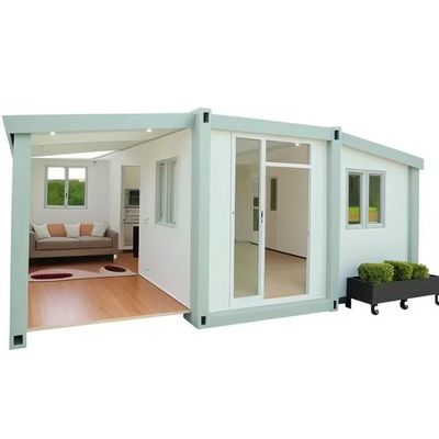 Casas de contenedores portátiles de diseño moderno con piso de tablero MGO y sala plegable de doble ala