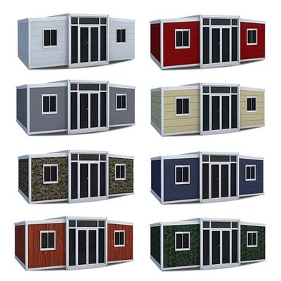 Casas de contenedores portátiles de diseño moderno con piso de tablero MGO y sala plegable de doble ala