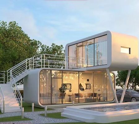 Casa prefabricada con pared de tabla cortada y material resistente a las intempéries