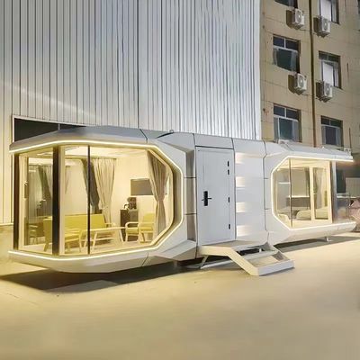 Cottage de vidrio luminoso para parejas en estilo de diseño contemporáneo