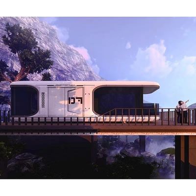 Cottage de vidrio luminoso para parejas en estilo de diseño contemporáneo