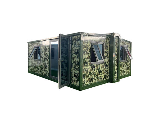 Puerta de acero rojo de 20 pies caja de expansión de doble ala contenedor habitable vida al aire libre