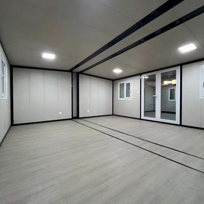 Puerta de acero rojo de 20 pies caja de expansión de doble ala contenedor habitable vida al aire libre