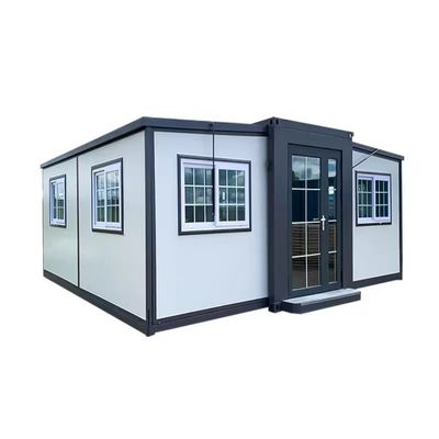 Casa de contenedores prefabricada expandible con sala plegable de doble ala y piso de tablero MGO