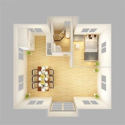 Casa de contenedores prefabricada expandible con sala plegable de doble ala y piso de tablero MGO